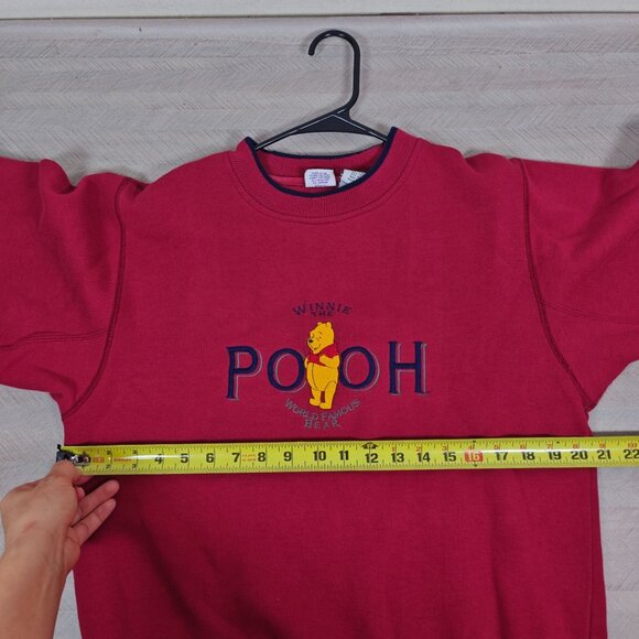 Vintage 90s Winnie The Pooh Embroidered Red Sweatshirt Size Medium - Picture 5 of 7